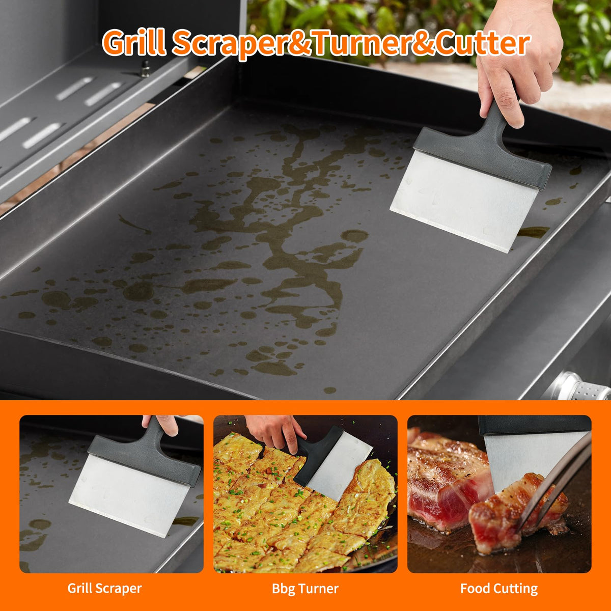 Monalife griddle cleaning kit pads with handle lifting grease safely