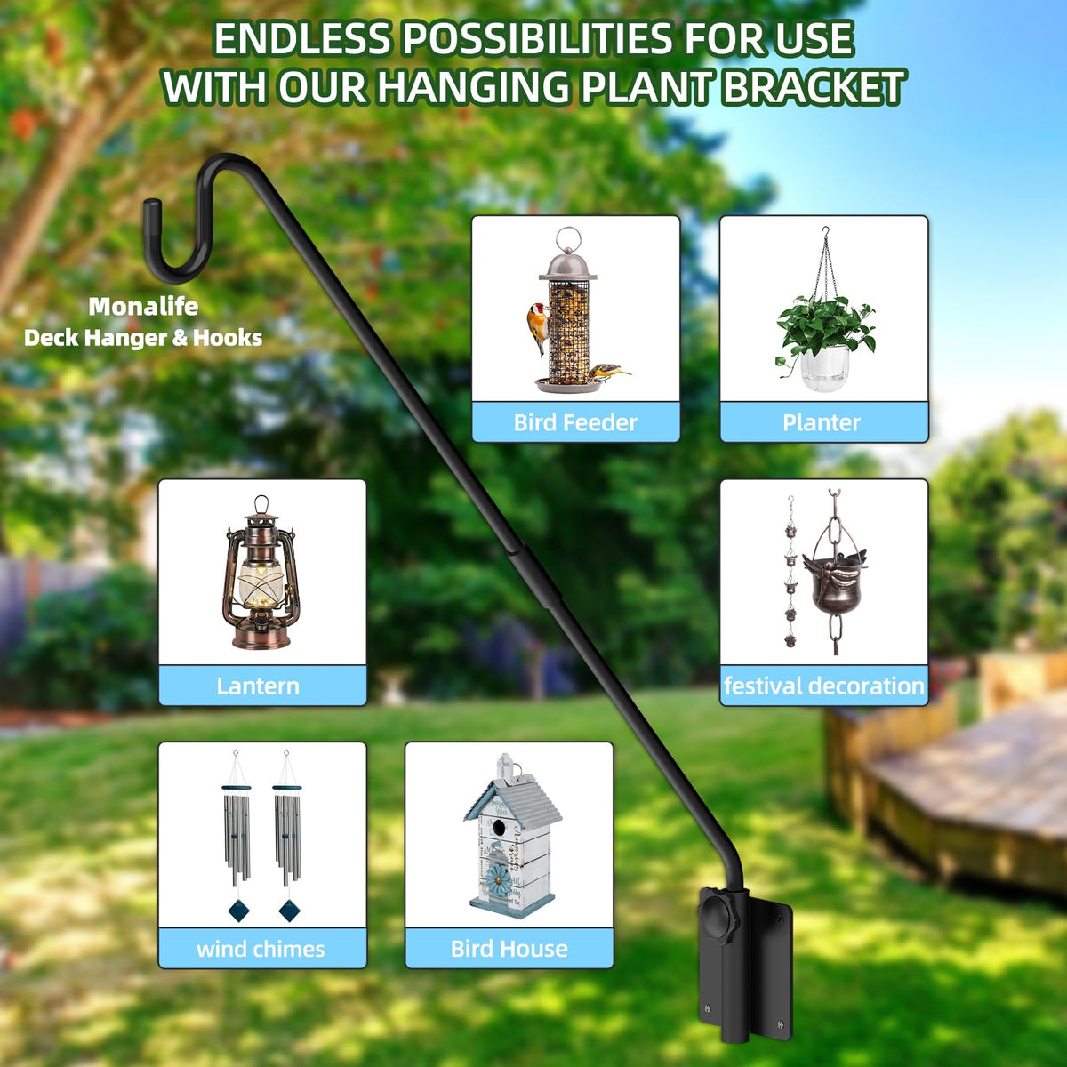 Monalife deck hook resists rust for year-round outdoor use