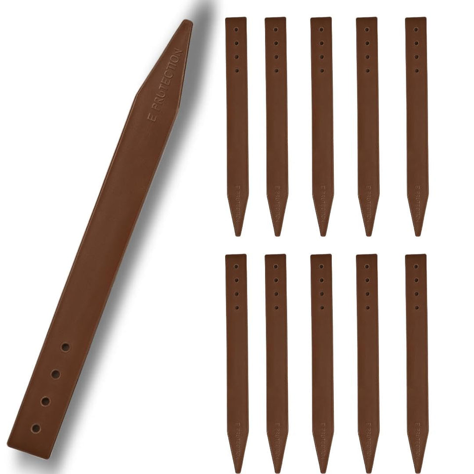 MONARCA SUPPLIES 12-inch teak color plastic stake offering sturdy edging support for borders