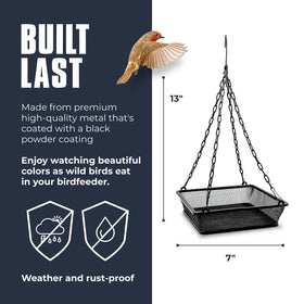 Monarch Abode open mesh seed tray keeps seeds dry and accessible for small birds.