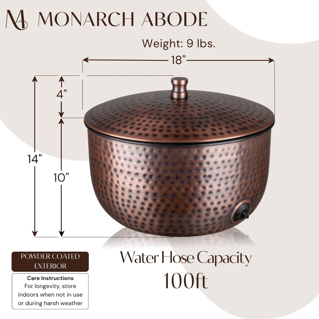 Monarch Abode outdoor hose pot provides tidy, weather-ready organization.