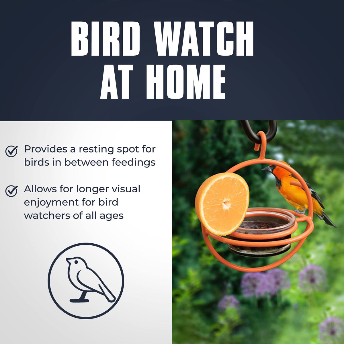 Monarch Abode perch detail provides comfortable feeding and rest.