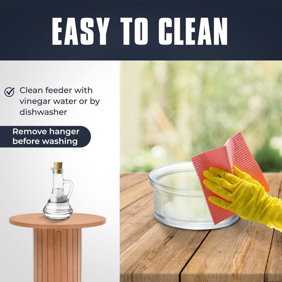 Monarch Abode Zazu easy-clean bowl; removable glass for quick cleaning.