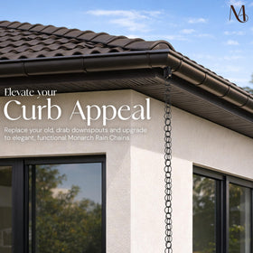 Monarch Rain Chains rust resistant aluminum for long lasting outdoor use.