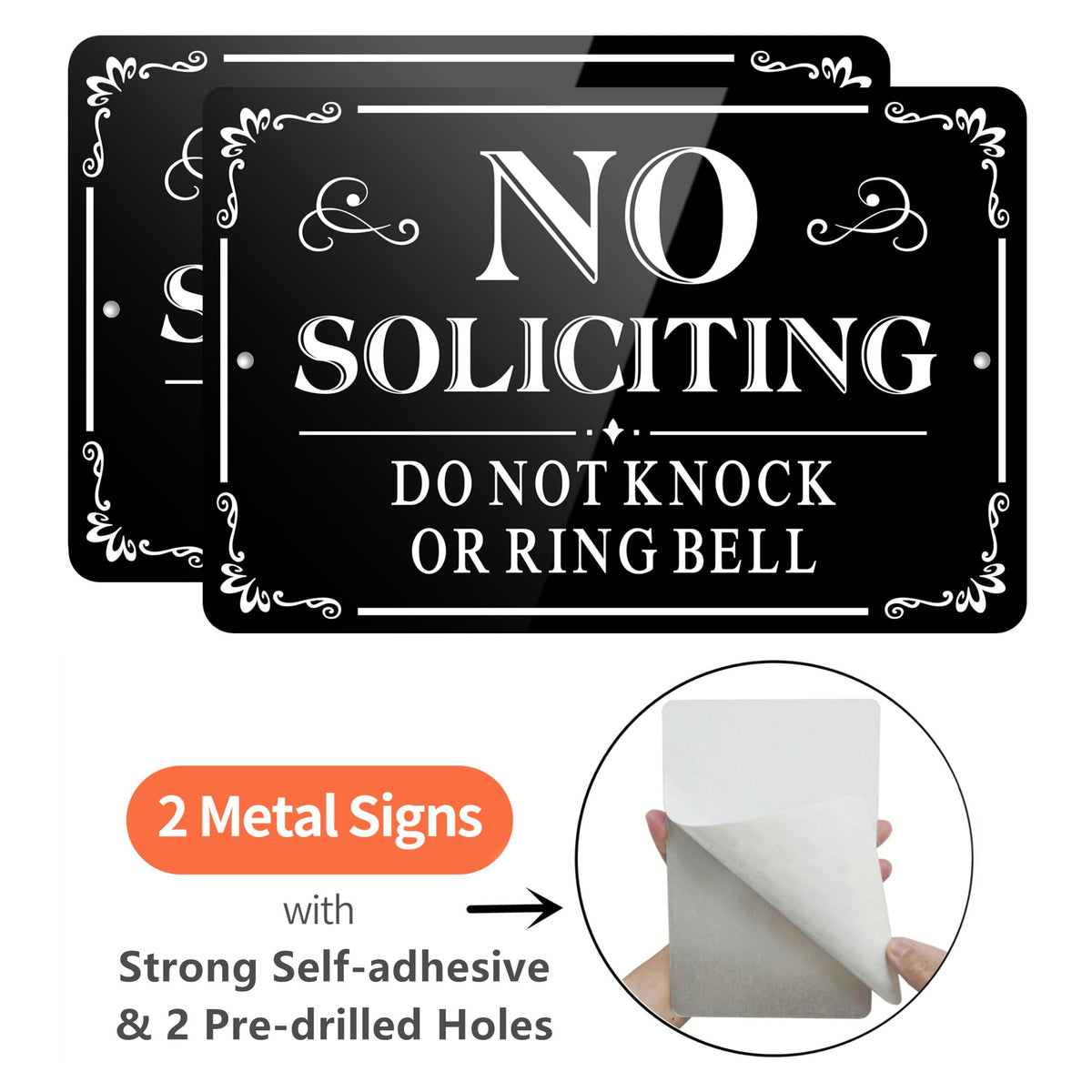 MongFun aluminum No Soliciting Sign withstands weather for outdoor or indoor use.