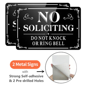 MongFun no soliciting sign with pre-drilled holes for secure mounting.