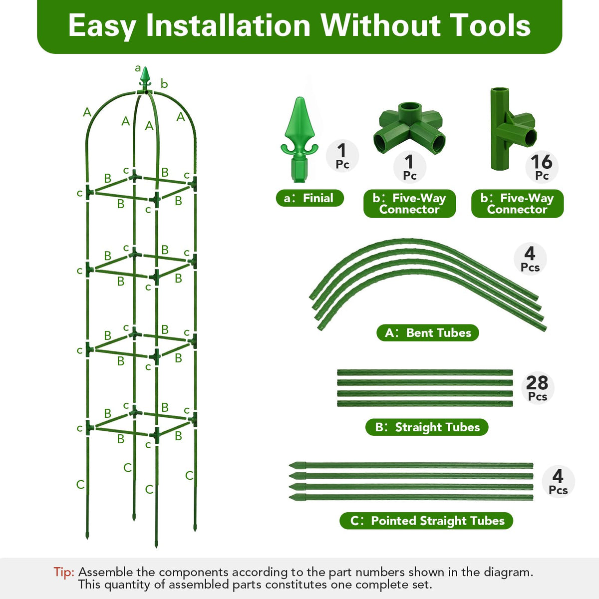 Monirsen adjustable-height trellis adapts to plant growth from seedling upward.