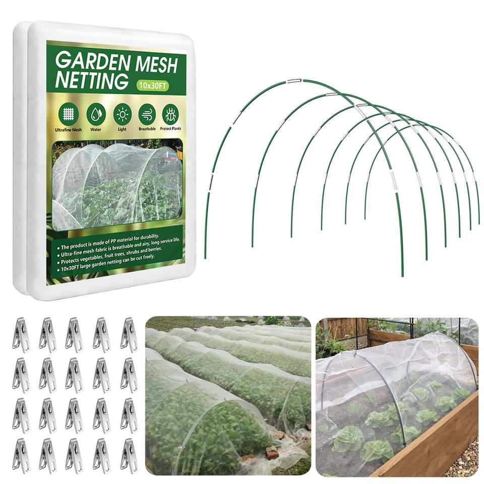 Monirsen garden netting kit over raised bed deterring pests while allowing airflow