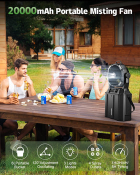 MONISEN misting fan three light modes set outdoor ambiance.