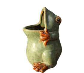 MONMOB ceramic frog planter pot, main view, ideal for small succulents