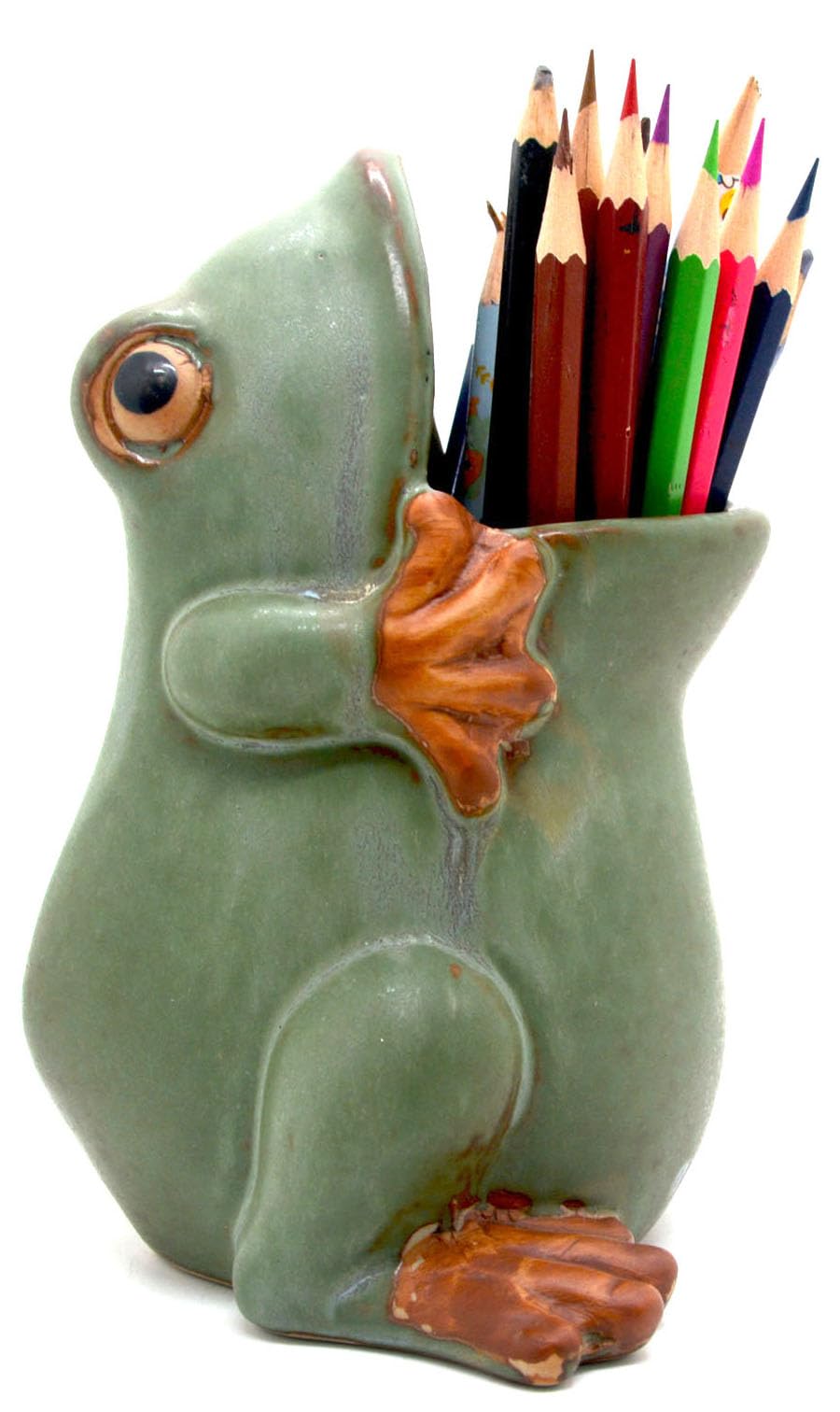 MONMOB ceramic frog pot enhances garden decor on patio or balcony.