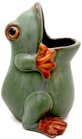 MONMOB ceramic frog pot suited for patios and balconies for playful decor.