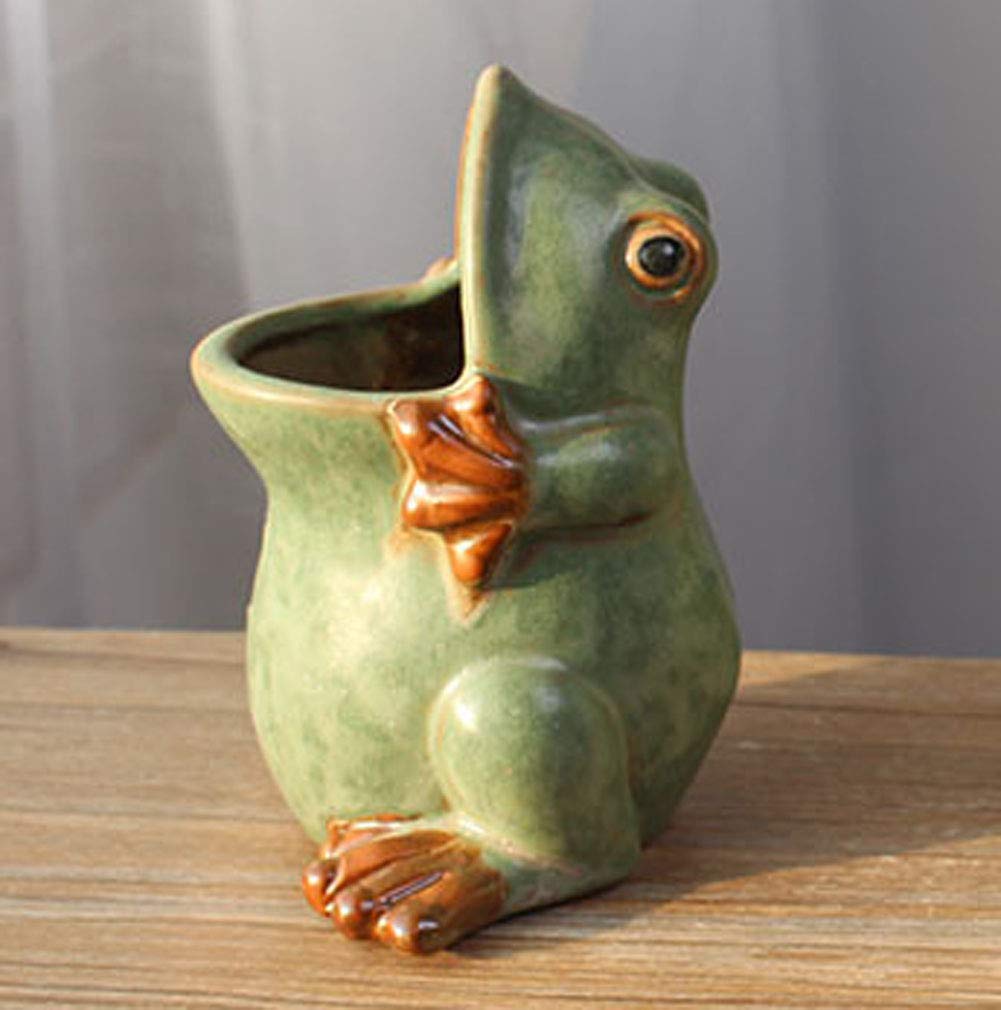MONMOB frog planter side view, compact footprint fits desks and balconies