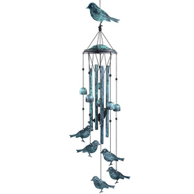Monsiter QE bird wind chimes outdoors with four tubes create a crisp garden melody.