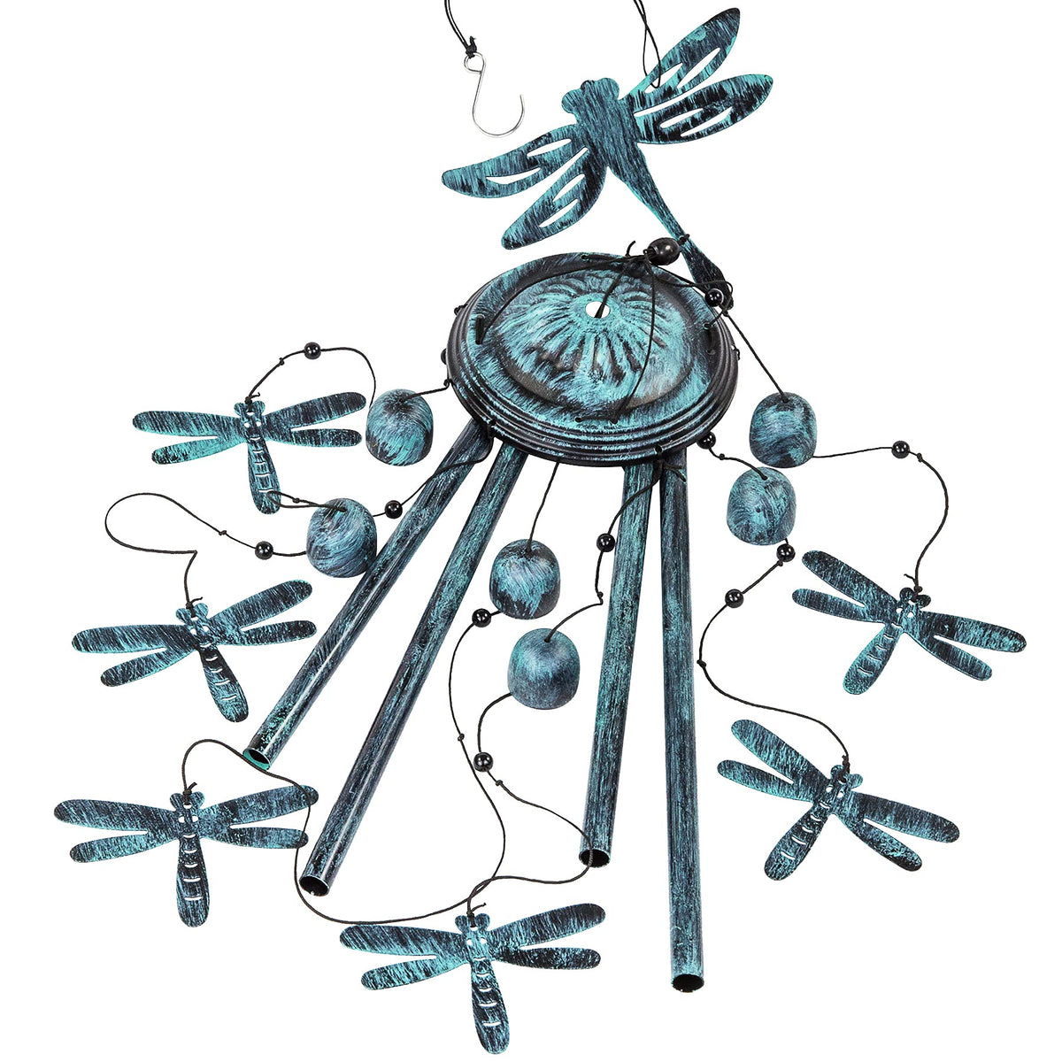 Monsiter QE outdoor wind chime adds serenity to gardens with its delicate dragonfly motif.