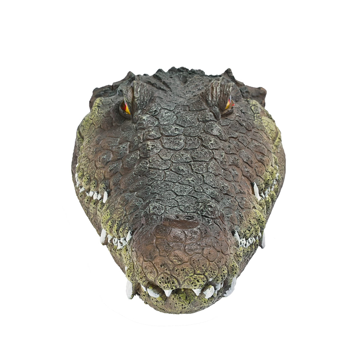 MONT PLEASANT alligator head deco provides visible pond wildlife deterrence.