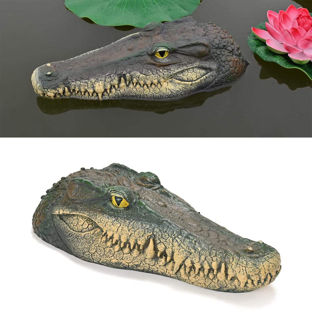 MONT PLEASANT floating alligator head decoy deters wildlife from ponds