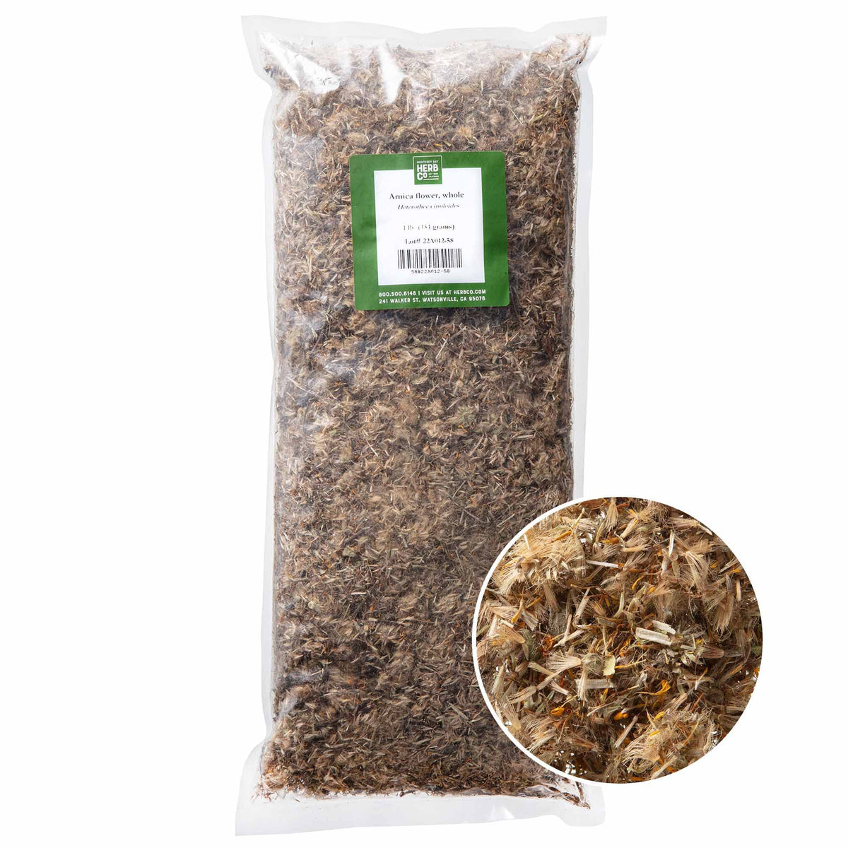 Monterey Bay Herb Co Arnica Flower Whole with golden downy blooms for infusions and topicals