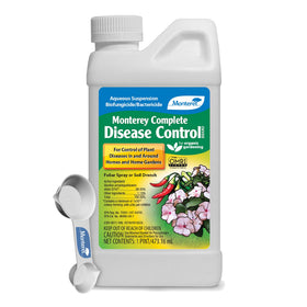 Monterey Complete Disease Control bottle closeup for eliminating powdery mildews and leaf spots.