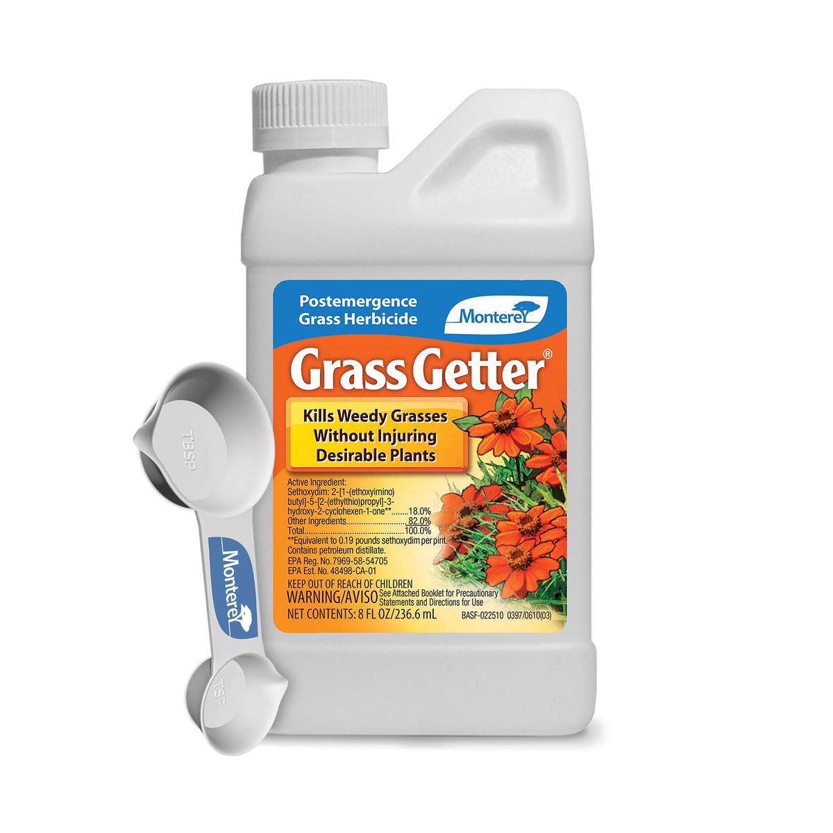 Monterey Grass Getter bottle ready for targeted grassy weed control among ornamentals.