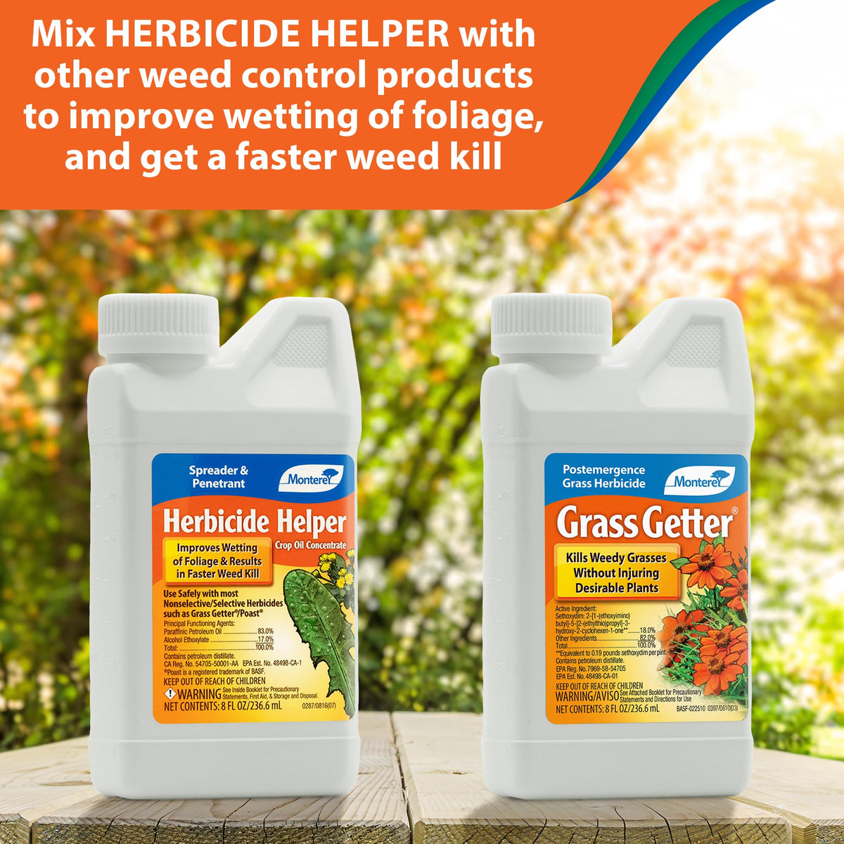 Monterey Grass Getter spray-over-top action treats grasses near ornamentals.
