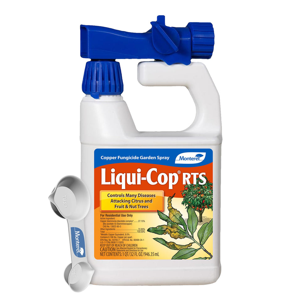 Monterey Liqui-Cop bottle with hose-end sprayer for easy garden disease prevention