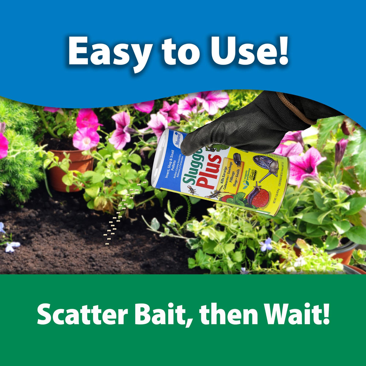 Applied around vegetable beds for targeted pest protection.