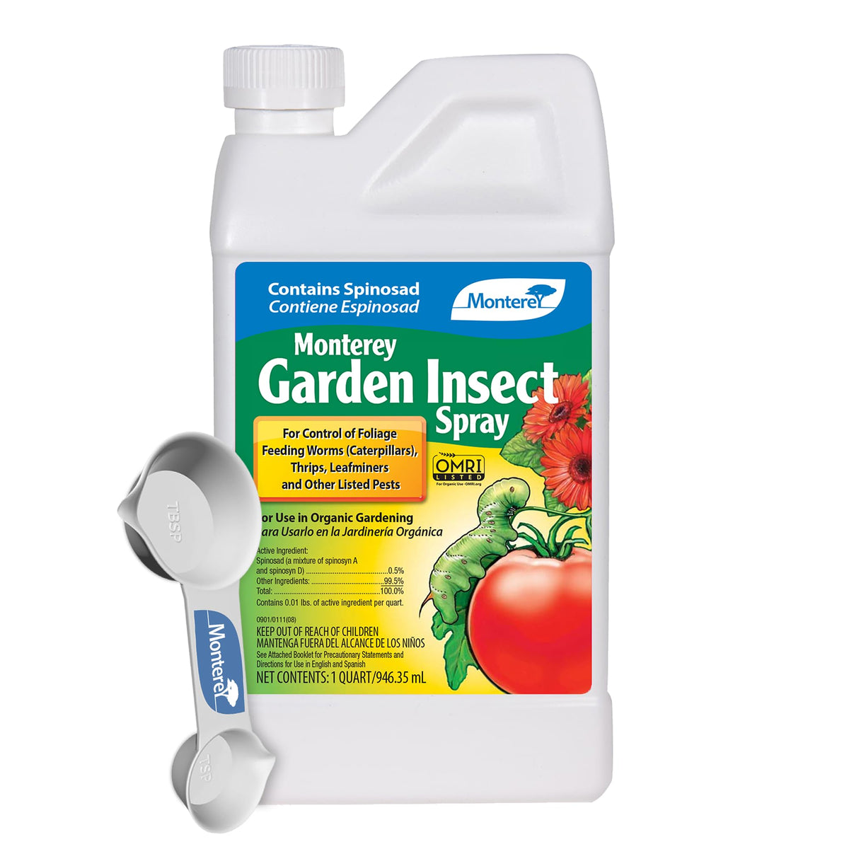 Monterey Spinosad insecticide bottle front view for quick garden pest control