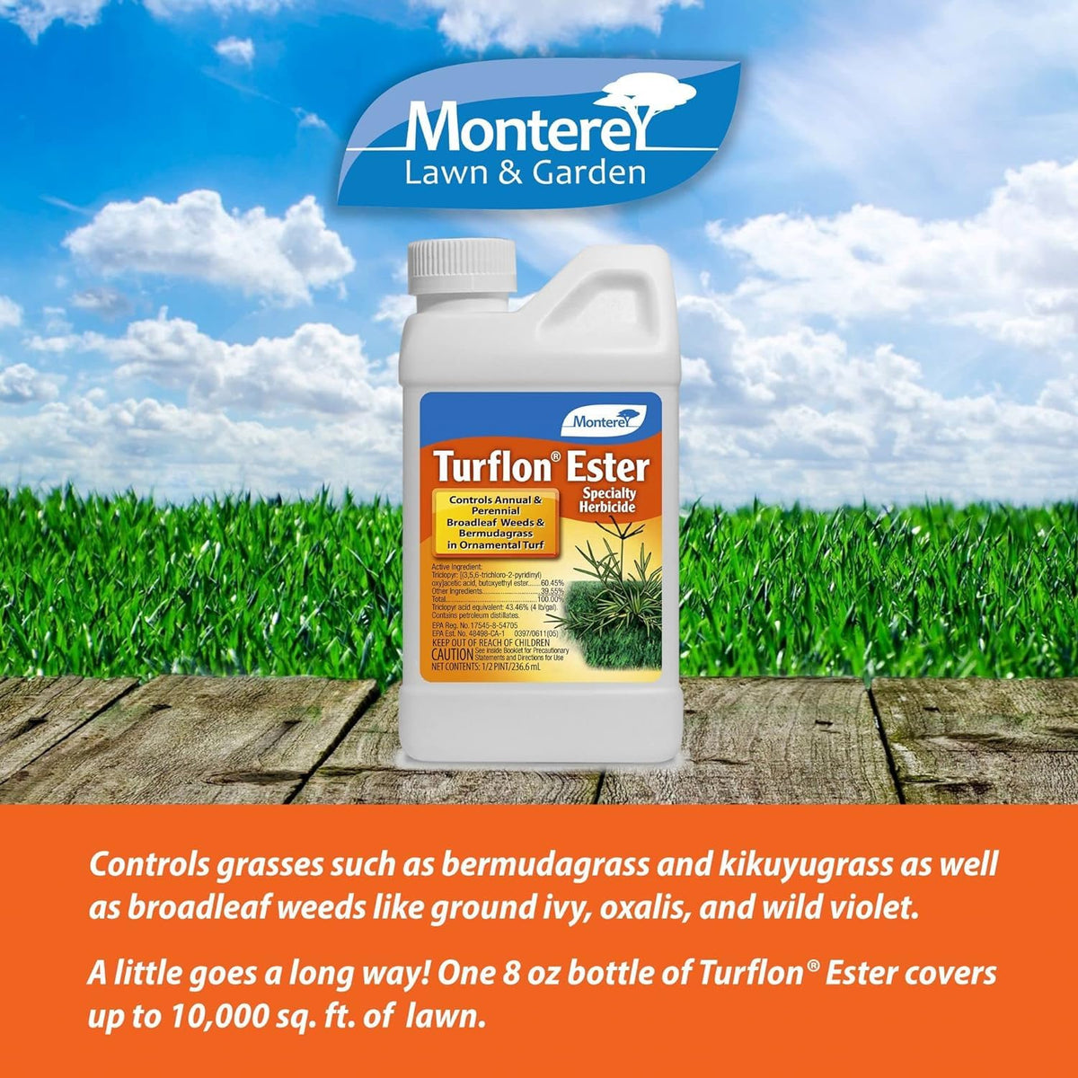 Monterey Turflon Ester bottle angled view for precise lawn application