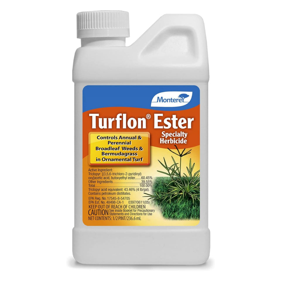 Monterey Turflon Ester bottle front, easy-to-hold design for lawn care applications