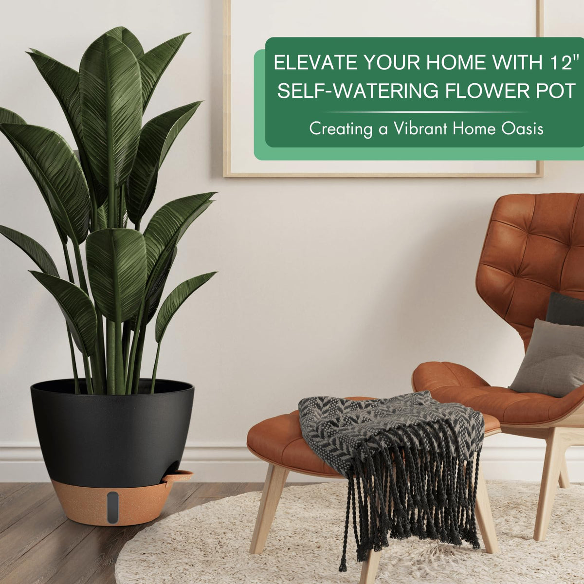 Montresor 10-inch self-watering pot shows moisture level and simplifies plant care.