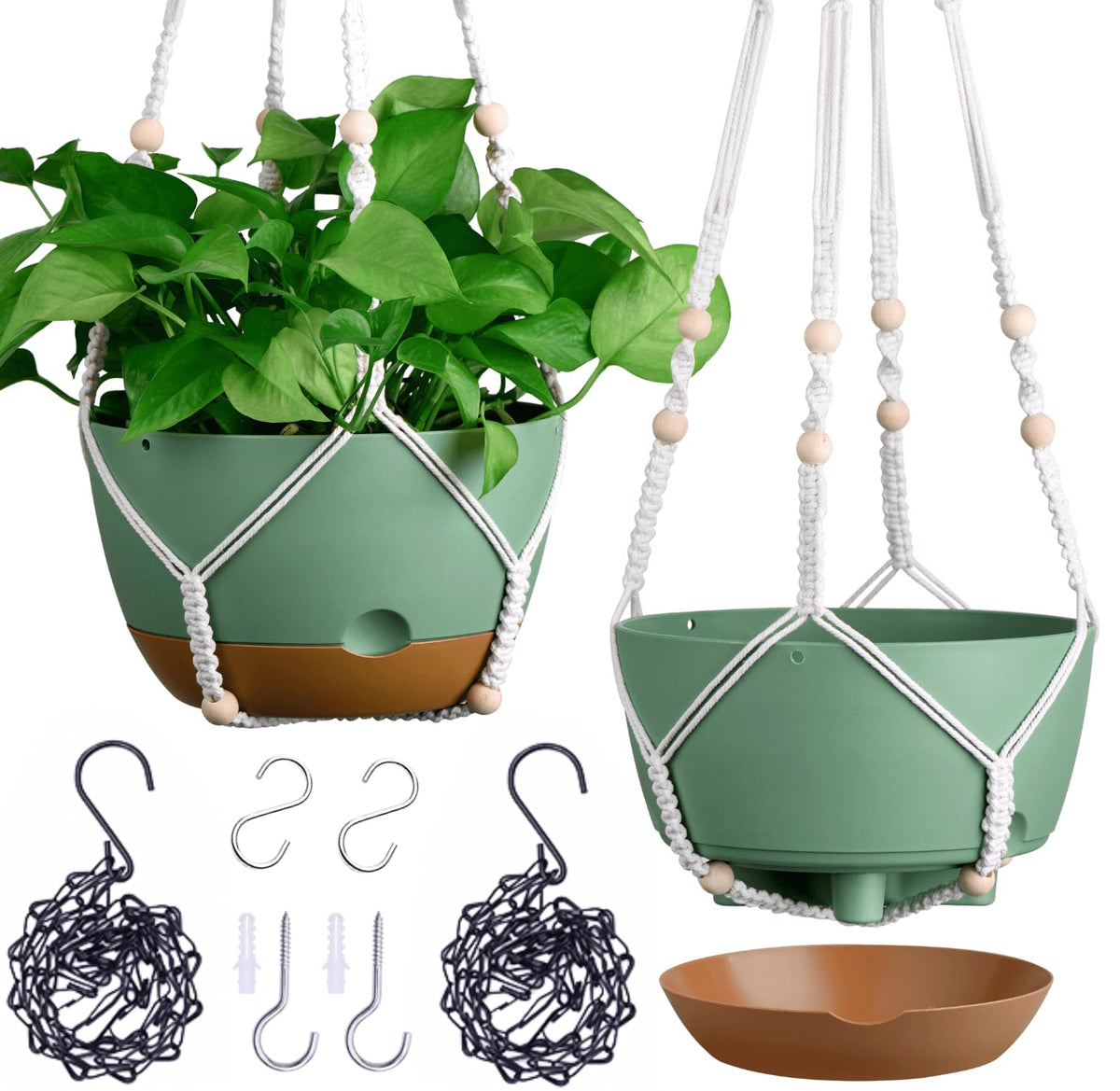 Montresor 10-inch self-watering hanging pot with reservoir for easy care