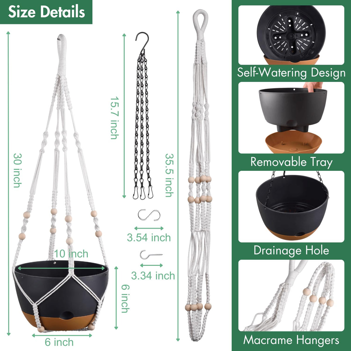 Montresor 10inch hanging pot with mesh base ventilation for better aeration