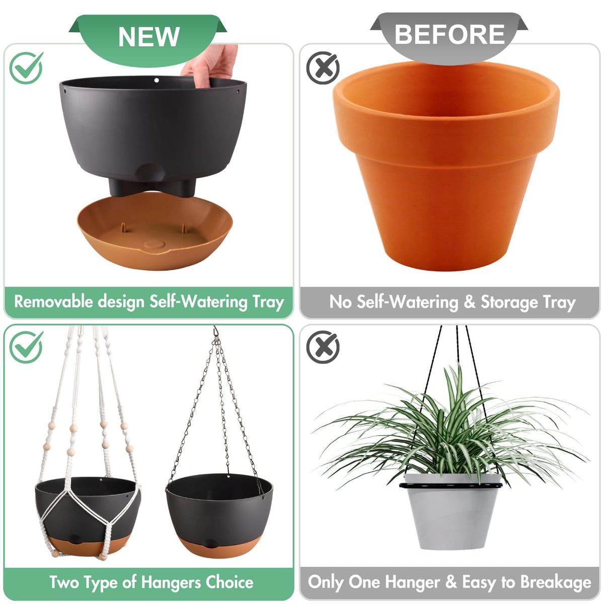 Montresor 10inch hanging baskets support flowers ferns and succulents