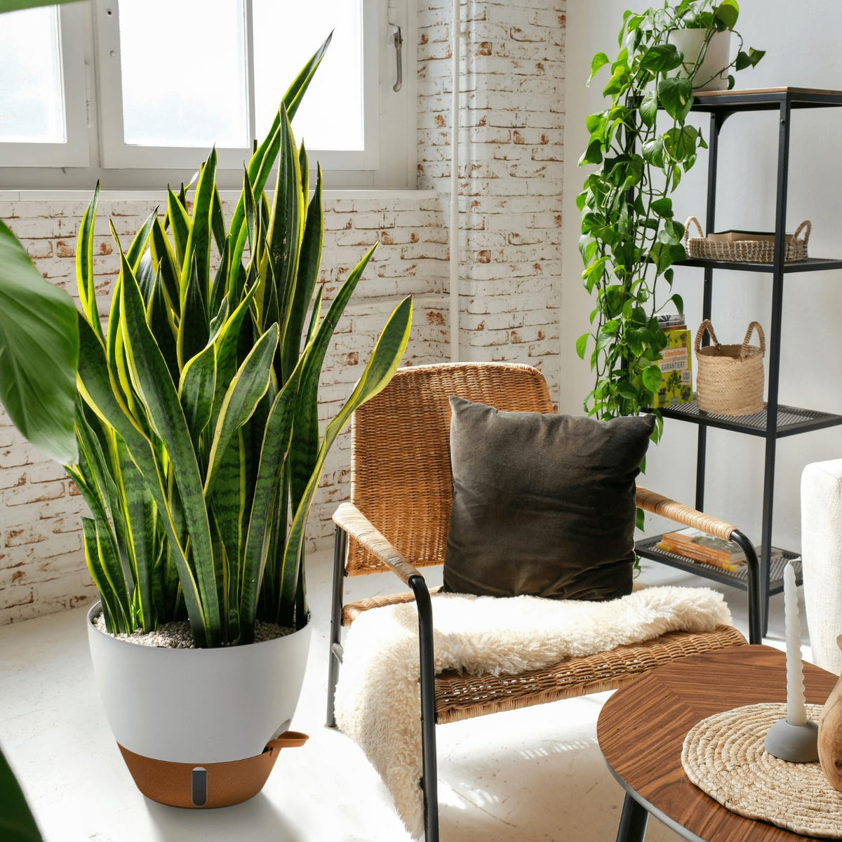 Montresor 12-inch pot placed in a living room with fiddle leaf fig