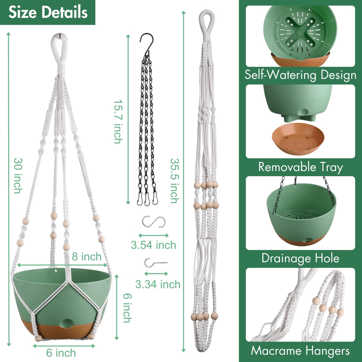 Montresor 8-inch hanging flower basket set for varied plants indoors or outdoors