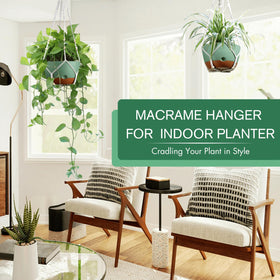 Montresor 8-inch hanging planter with durable fade-resistant material outdoors