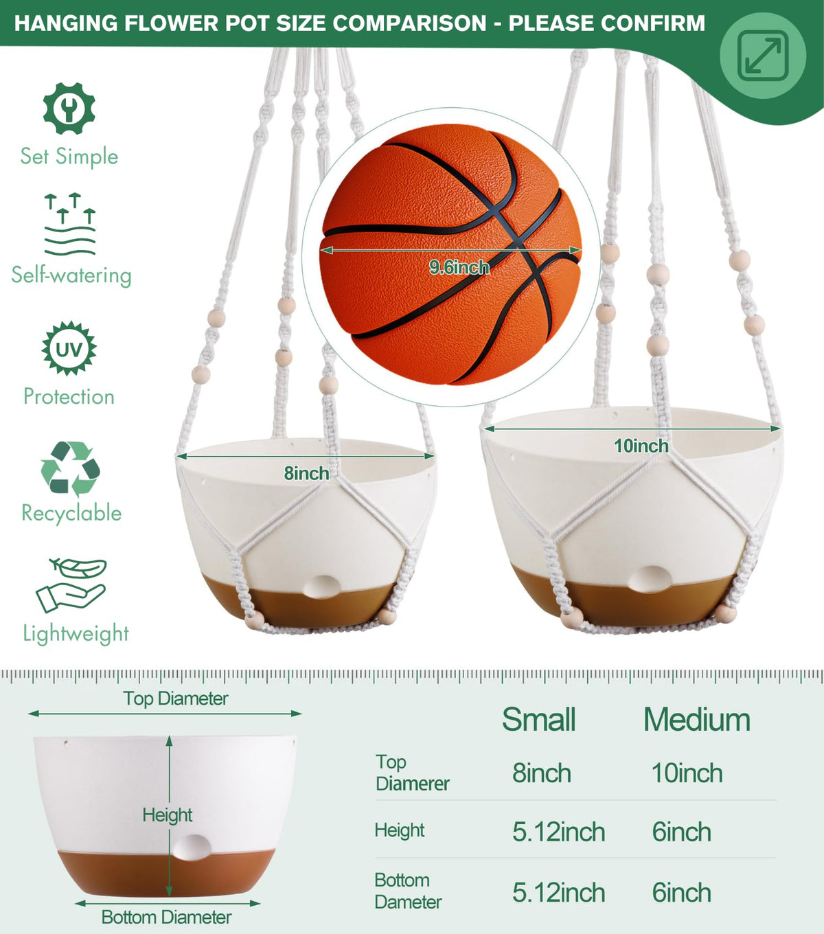 Montresor 8-inch hanging planter demonstrates ventilation and drainage for healthy root air