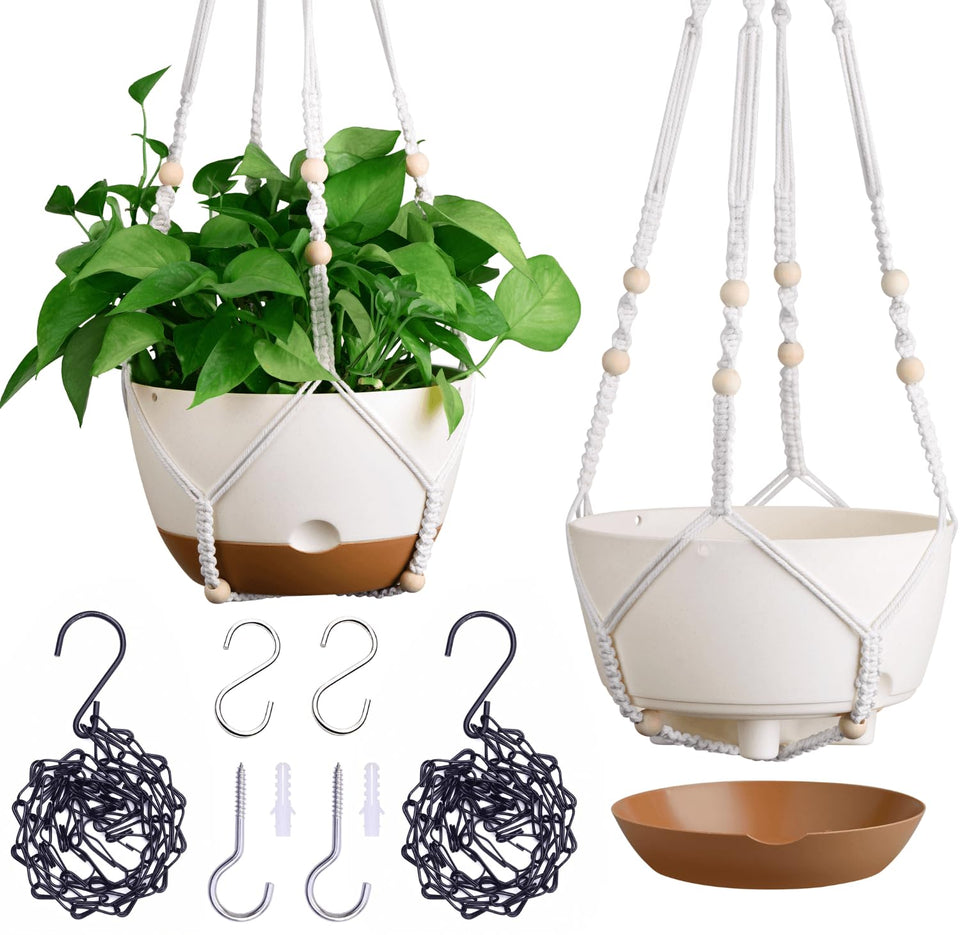 Montresor 8-inch self-watering hanging pot close-up showing water reservoir for steady hydration