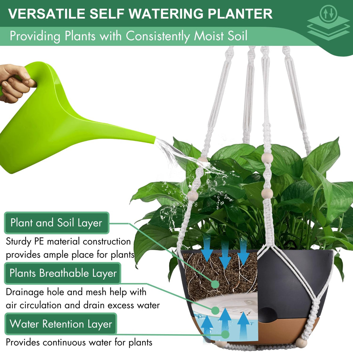 Montresor mesh-base design enhances airflow and plant respiration.