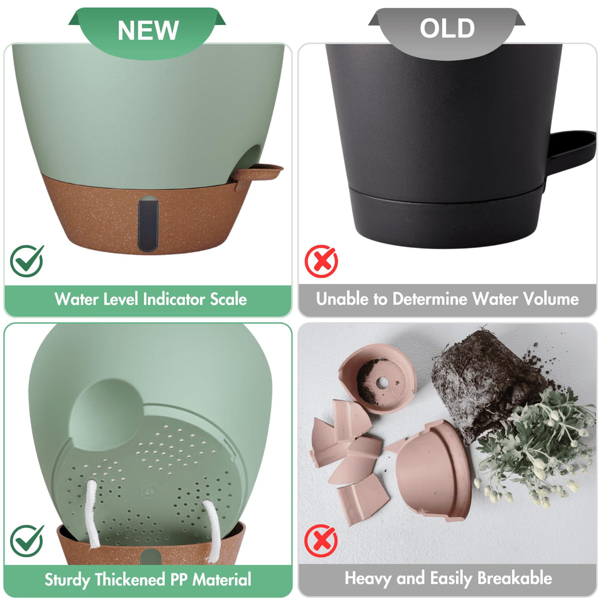 Montresor bottom-watering pots set suitable for varied indoor plants