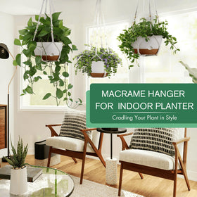 Montresor hanging plant pot with removable saucer and reservoir