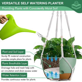 Montresor outdoor-ready hanging planter with reservoir reduces daily watering