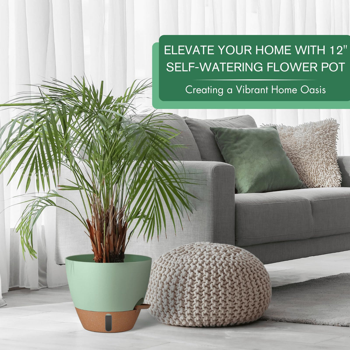 Montresor self-watering 10-inch pot with detachable tray to prevent spills