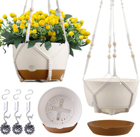 Montresor self-watering hanging planter trio with removable saucer for easy care