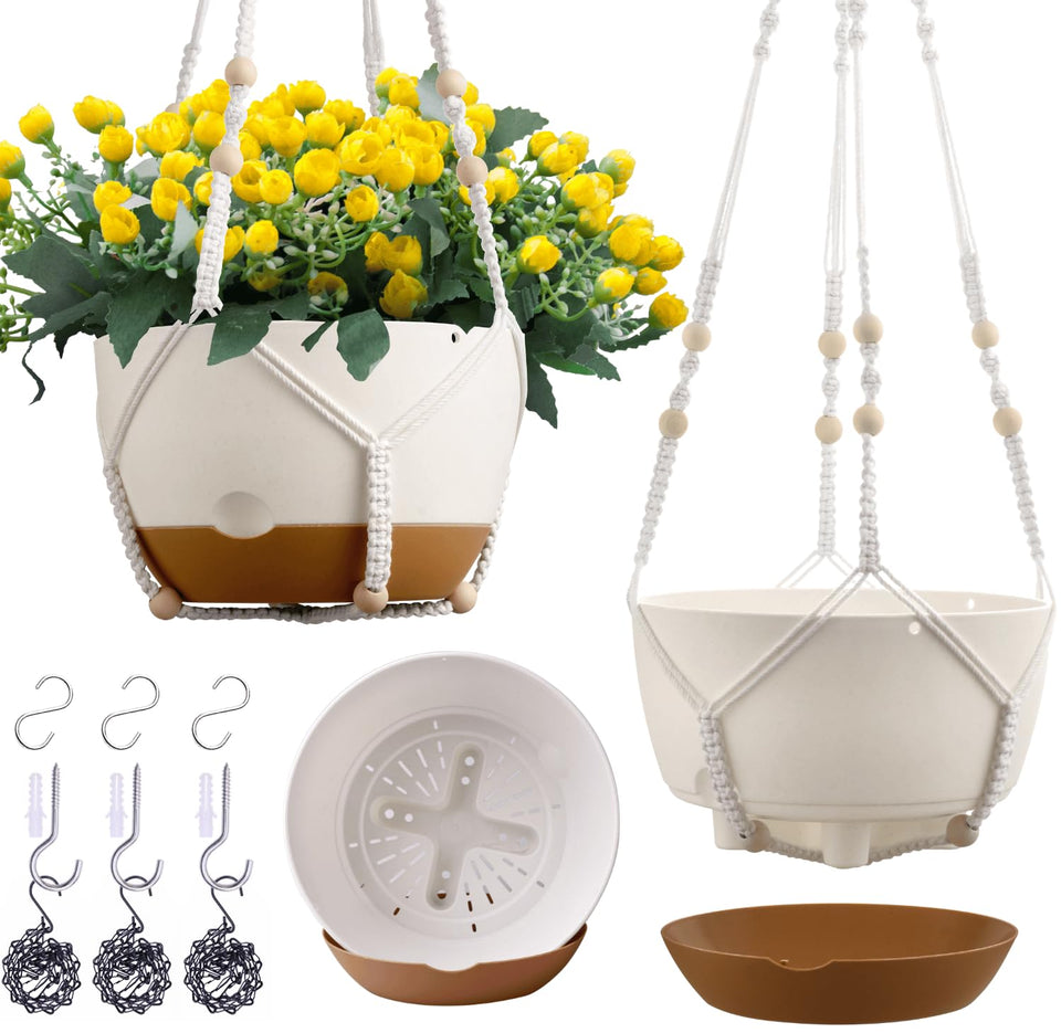 Montresor self-watering hanging planter trio with removable saucer for easy care