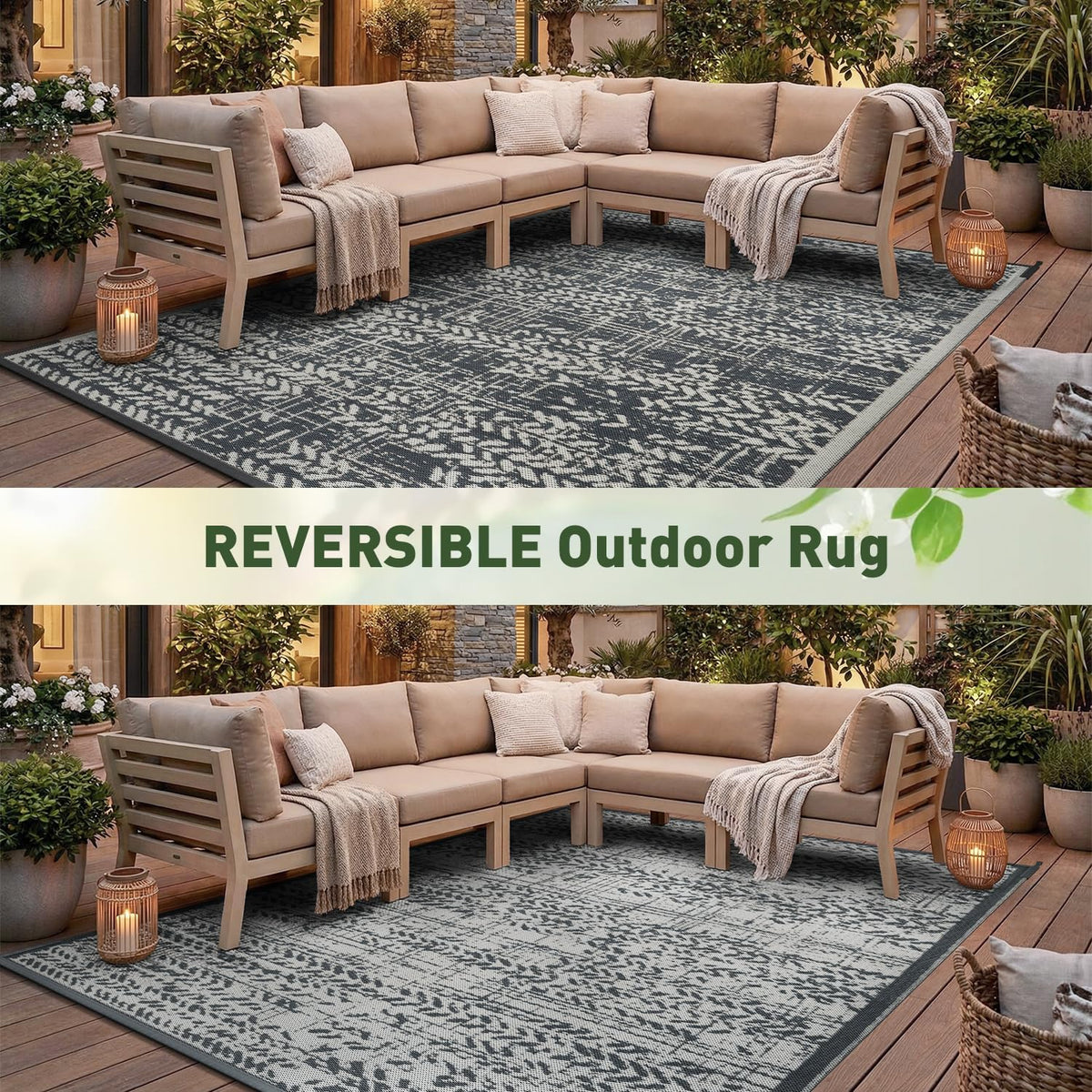 MontVoo deck rug plastic straw 6x9, protects surfaces and resists sun fade.