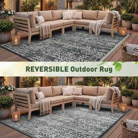 MontVoo deck rug plastic straw 6x9, protects surfaces and resists sun fade.