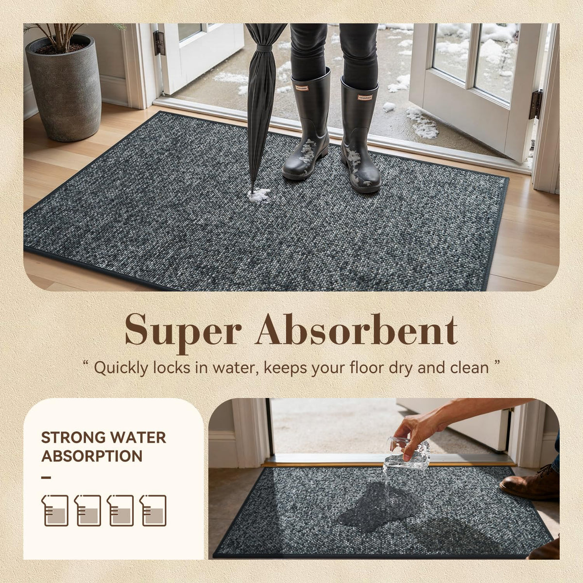 MontVoo low-profile design stays flat under doors for smooth passage.