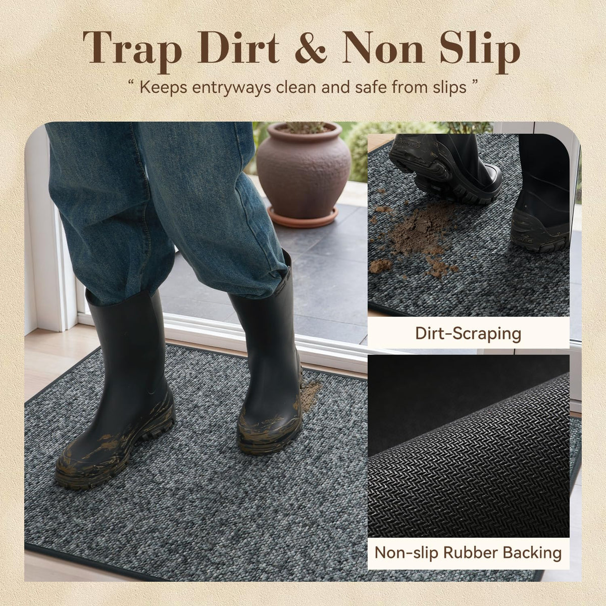 MontVoo machine-washable mat for easy cleaning and quick maintenance.